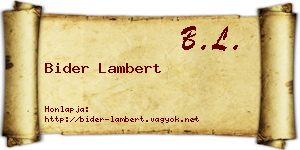 Bider Lambert névjegykártya